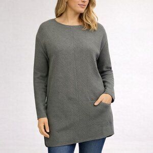 J Jill | Pure Jill Womens Tunic Top Textured Long Sleeve Dark Fatigue Size L